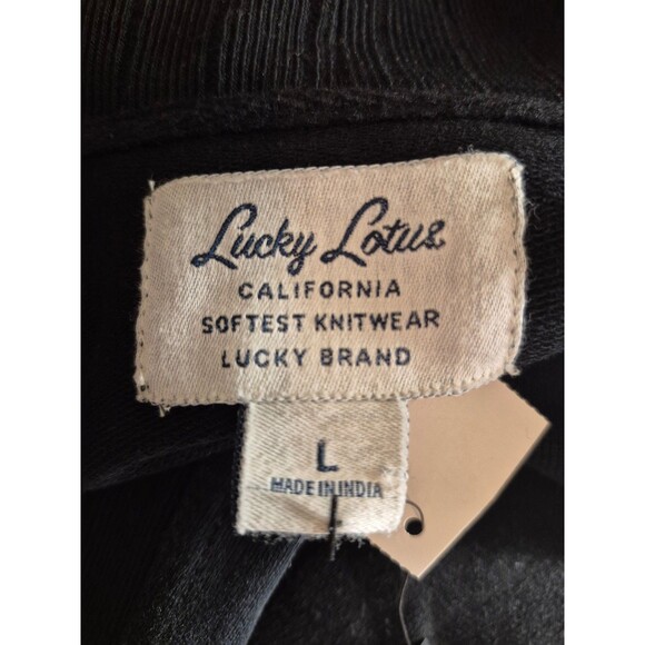 Lucky Brand Lucky Lotus Boho Jacket Asymmetric Jersey Coatigan Black Sz L - Picture 5 of 6